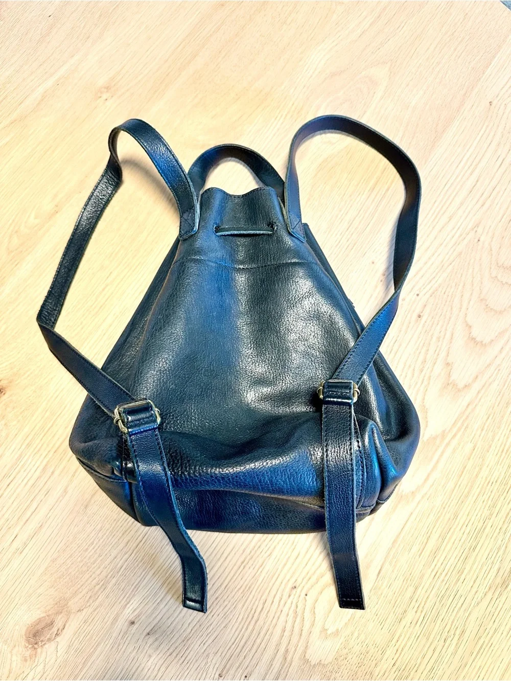 Madewell Black Leather Drawstring Backpack